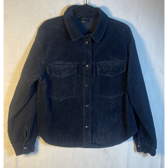 SANCTUARY Anthropologie Women’s Size Large Navy Corduroy Shirt Jacket‎ - Picture 1 of 3